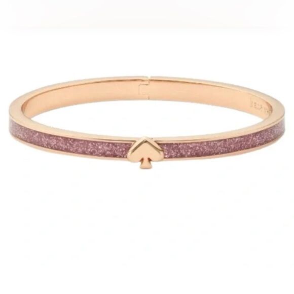 Kate Spade Heritage Rose Gold Pink Glitter Hinged Bracelet - Picture 4 of 6